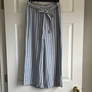 Calvin Klein Striped Blue and White Wide-Leg Pants